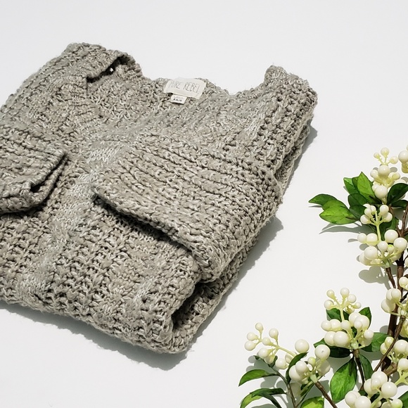 Pure Rebel Chunky Knit Oversized Beige Sweater - Picture 1 of 7